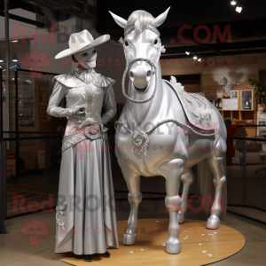 Silver Cowboy maskot kostym...