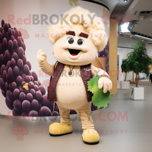 Beige Grape mascot costume character dressed with a Trousers and Handbags