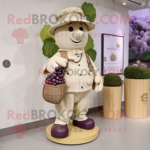 Beige Grape mascot costume character dressed with a Trousers and Handbags