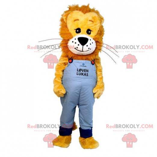 Mascot bruin en geel leeuwenwelpje. Kleine leeuw mascotte -