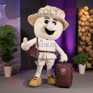 Beige Grape mascot costume character dressed with a Trousers and Handbags