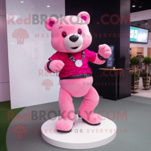 Mascotte d'ours rose...