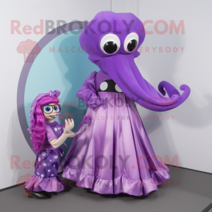 Lila Oktopus Maskottchen...