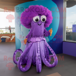 Paarse Octopus mascotte...