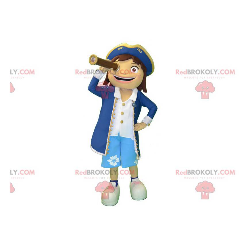 Conjunto de personagens e objetos pirata capitão com marinheiro