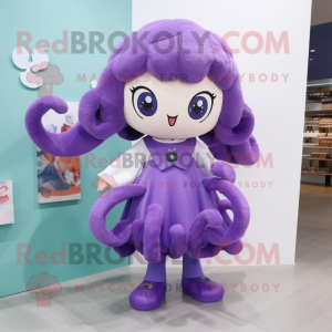 Lila Oktopus Maskottchen...