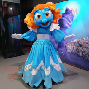 Sky Blue Clown Fish maskot...