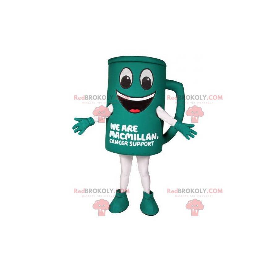 Mascotte de tasse verte géante et souriante - Redbrokoly.com