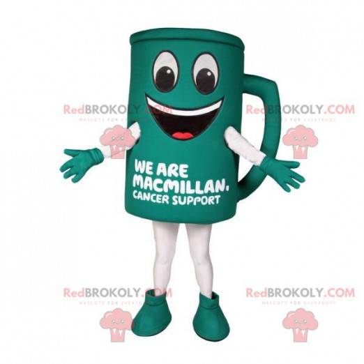 Mascotte de tasse verte géante et souriante - Redbrokoly.com