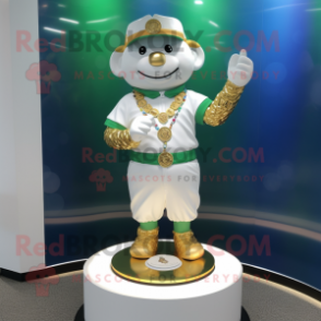 White Pot Of Gold mascot costume character dressed with a Romper and Bracelets