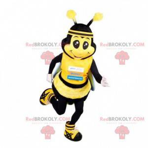 Mascotte d'abeille jaune et noire géante. Mascotte d'insecte -