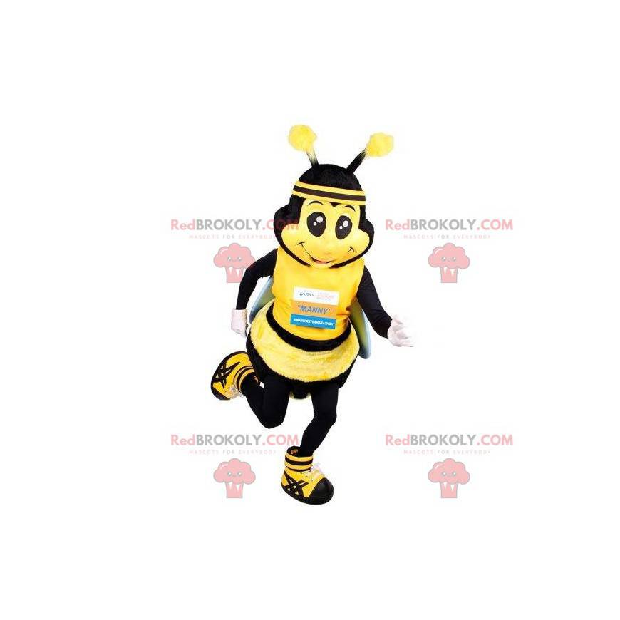 Giant yellow and black bee mascot. Insect mascot -