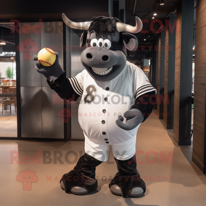 Black Cow mascot costume character dressed with a Baseball Tee and Cufflinks