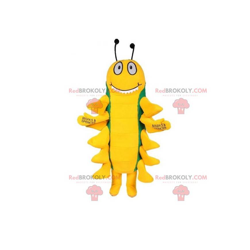 Mascotte insetto millepiedi verde e giallo - Redbrokoly.com