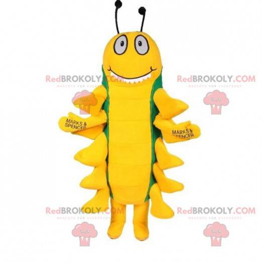 Mascota insecto ciempiés verde y amarillo - Redbrokoly.com