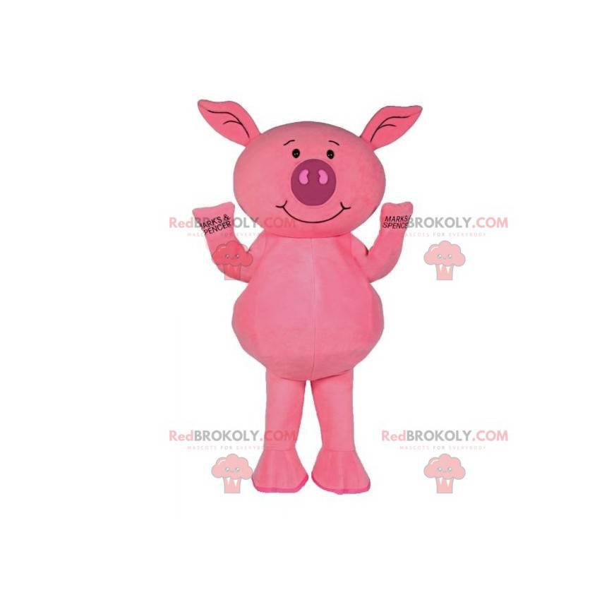 Mascota de cerdo rosa lindo y meditabundo - Redbrokoly.com