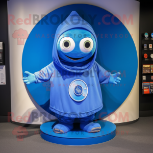 Blue Plate Spinner mascot costume character dressed with a Hoodie and Keychains