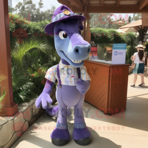 Lavender Horse mascot costume character dressed with a Bermuda Shorts and Ties
