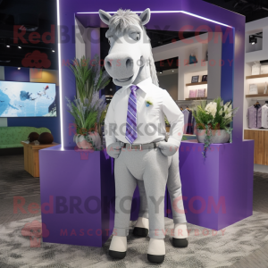 Lavender Horse mascot costume character dressed with a Bermuda Shorts and Ties