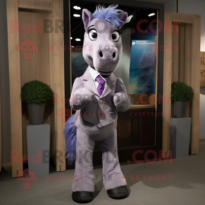 Lavender Horse mascot costume character dressed with a Bermuda Shorts and Ties