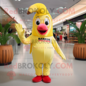 nan Banana mascot costume character dressed with a Mini Dress and Beanies