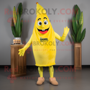 nan Banana mascot costume character dressed with a Mini Dress and Beanies