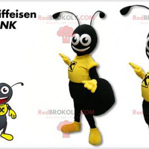 Black ant mascot dressed in yellow - Redbrokoly.com