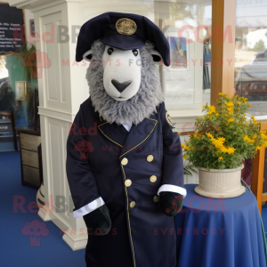 Navy Suffolk Sheep maskot...