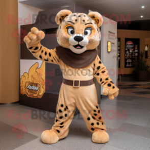 Tan Jaguar mascot costume character dressed with a Culottes and Mittens