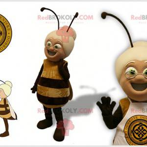 Mascotte dell'ape con la testa di una vecchia signora -