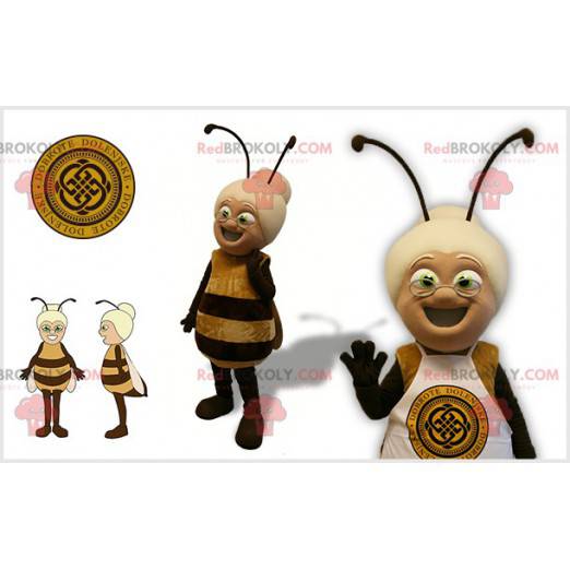 Bienenmaskottchen mit dem Kopf einer alten Dame - Redbrokoly.com