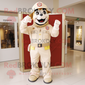 Beige Fire Fighter maskot...