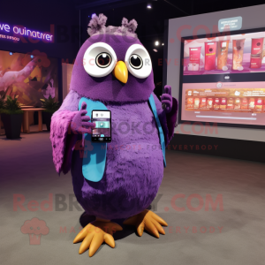 Purple Owl maskot drakt...