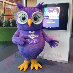 Purple Owl maskot drakt...