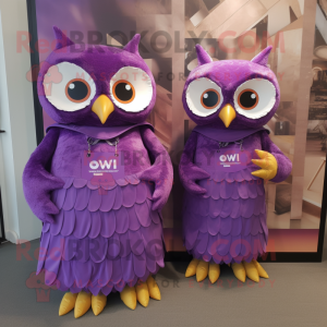 Purple Owl maskotdräkt...