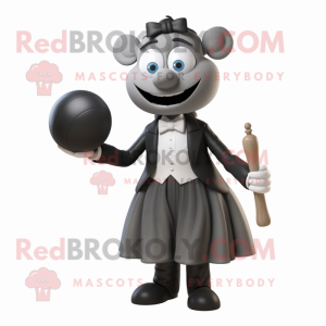 Gray Attorney mascot costume character dressed with a Ball Gown and Bow ties