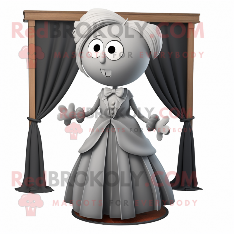 Gray Attorney mascot costume character dressed with a Ball Gown and Bow ties