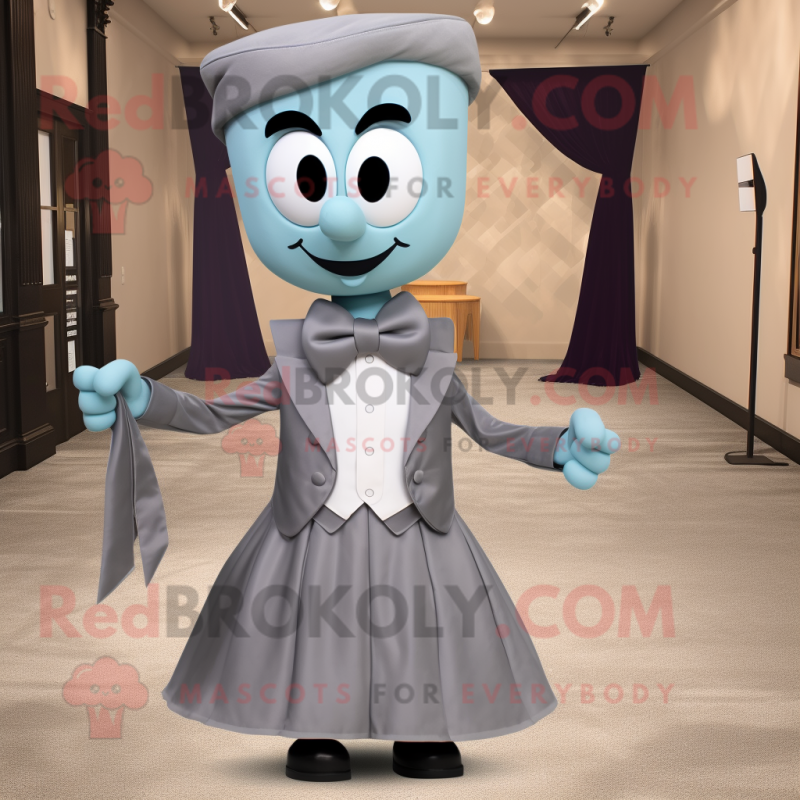 Gray Attorney mascot costume character dressed with a Ball Gown and Bow ties Gray Attorney mascot costume character dressed with a Ball Gown and Bow ties