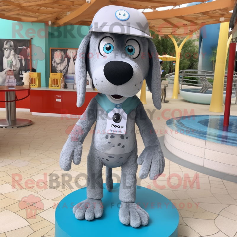 Gray Dog mascot costume character dressed with a Swimwear and Caps Gray Dog mascot costume character dressed with a Swimwear and Caps