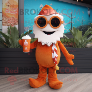 Rust Pop Corn mascot costume character dressed with a Swimwear and Scarves