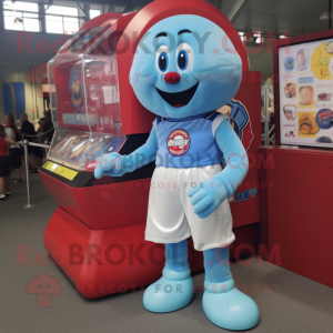 Sky Blue Gumball Machine mascot costume character dressed with a Cargo Shorts and Anklets
