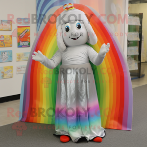 Sølv regnbue maskot kostume...
