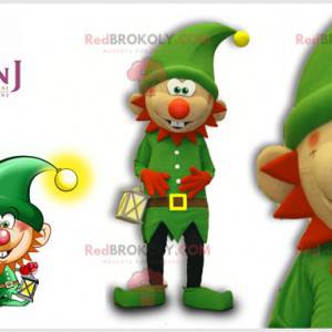 Green and orange elf mascot with a pretty cap - Redbrokoly.com