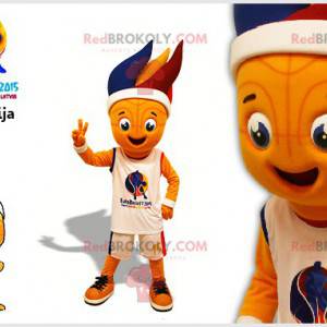 Mascota del jugador de baloncesto con mechas de colores -