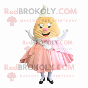 Peach Ice Cream Cone mascot costume character dressed with a Pleated Skirt and Scarf clips