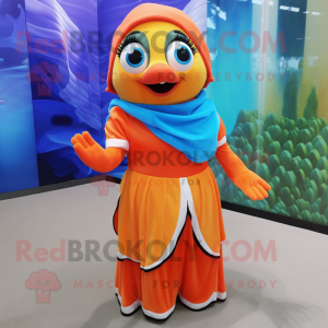 nan Clown Fish mascot costume character dressed with a Wrap Skirt and Bracelets