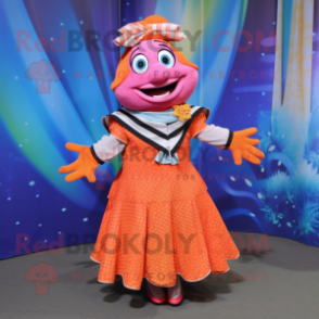 nan Clown Fish mascot costume character dressed with a Wrap Skirt and Bracelets