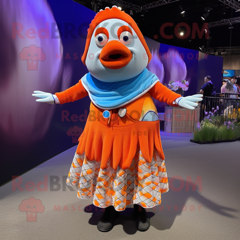 nan Clown Fish mascot costume character dressed with a Wrap Skirt and Bracelets