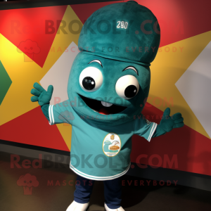 Teal Enchiladas mascot costume character dressed with a Polo Shirt and Beanies