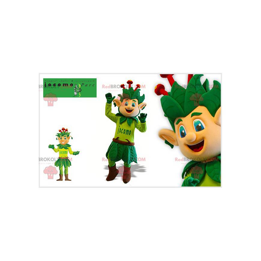 Giant green and red flower tree mascot - Redbrokoly.com